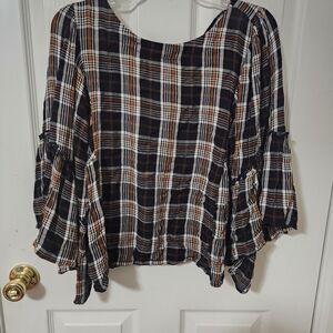 Maurices Plaid Blouse Size Large